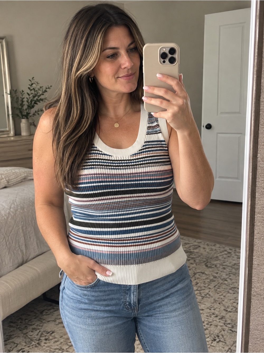 Veronica Beard Ezinna Stripe Knit Tank Top Size S